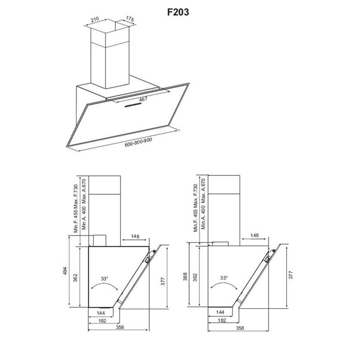 AIRFORCE F203 ČRNA, 60 cm