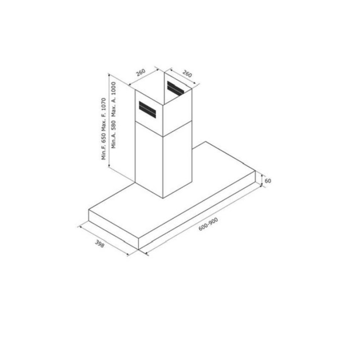 AIRFORCE F53 S4 INOX, 90 cm