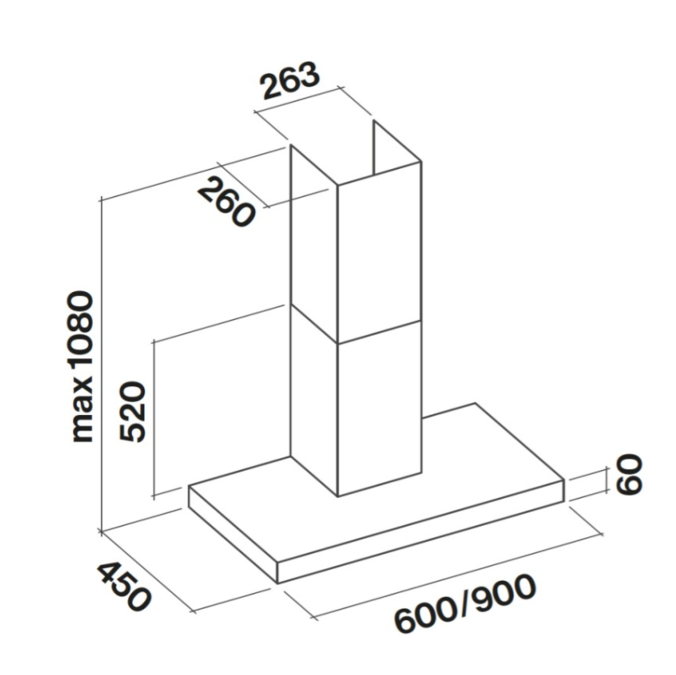 FALMEC MERCURIO EVO 60 STAINLESS STEEL 600 m3/h