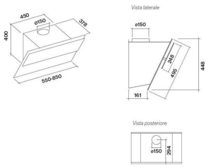 FALMEC VERSO 85 E.P.CAP. BLACK GLASS 800 m3/h