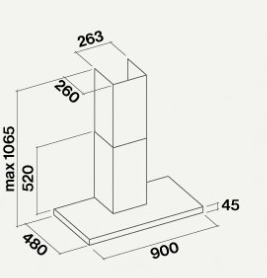 FALMEC LUCE 90 E.P.CAP. BLACK GLASS 800 m3/h