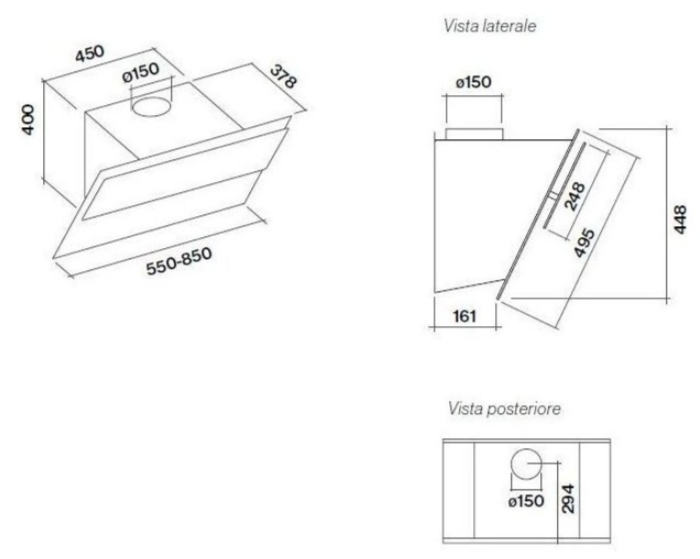 FALMEC VERSO 55 E.P.CAP. BLACK GLASS 800 m3/h