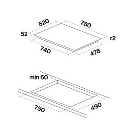 FALMEC N 78x52 4 ZONE (With Hood Control) BLACK GLASS