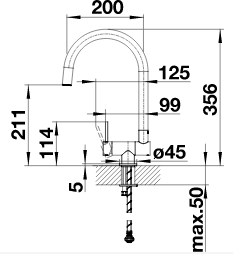 BLANCO CORESSA-S-F II, HD, krom, desna (min. 6,5 cm) 521543