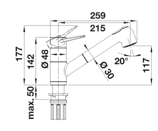 BLANCO WEGA-S-F II, HD, krom 526418