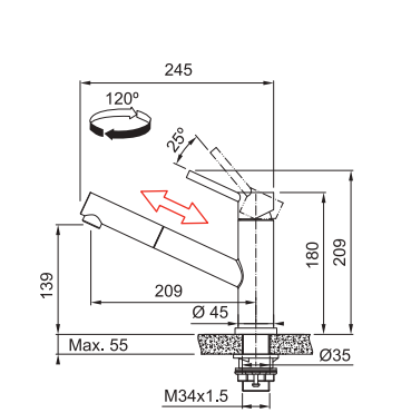 FRANKE  Orbit, nerjaveče jeklo 115.0569.461