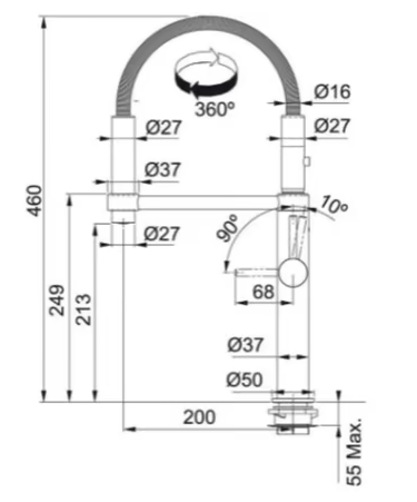 FRANKE Pescara 360°, črna mat 115.0545.136