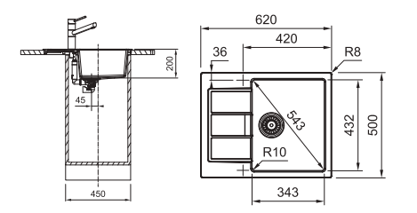 FRANKE S2D 611-62, urban grey 143.0616.345