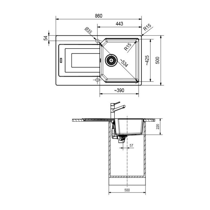 FRANKE UBG 611-86, onyx 114.0682.524