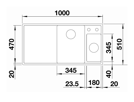 BLANCO AXIA III 6 S, levi, antracit, steklena deska 524653