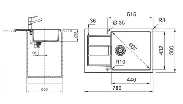 FRANKE S2D 611-78 XL, carbon 143.0590.228