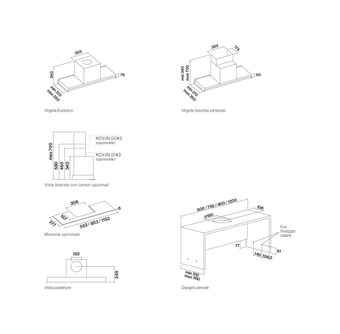 FALMEC VIRGOLA EVOLUTION 75 E. P. STAINLESS STEEL 600 m3/h