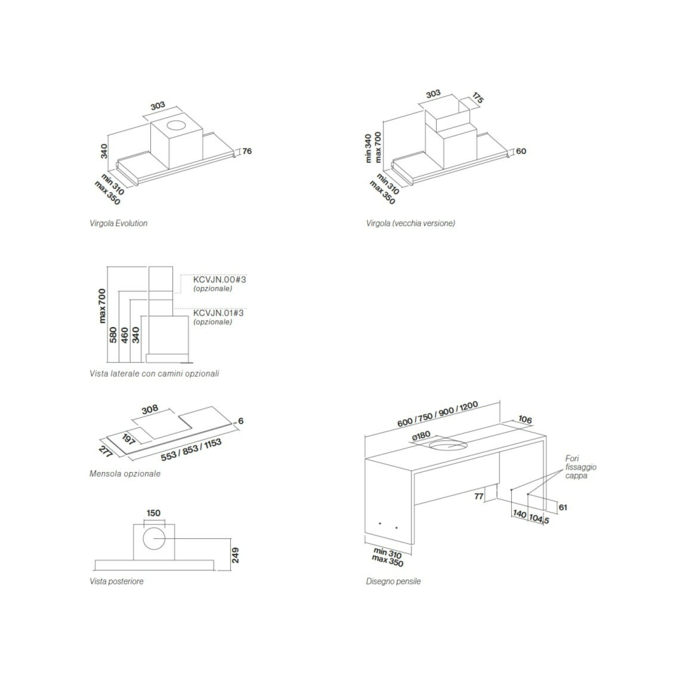 FALMEC VIRGOLA EVOLUTION 60 E. P. STAINLESS STEEL 600 m3/h