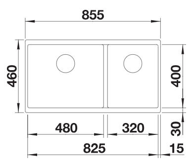 BLANCO  SUBLINE 480/320-U, antracit, 523584