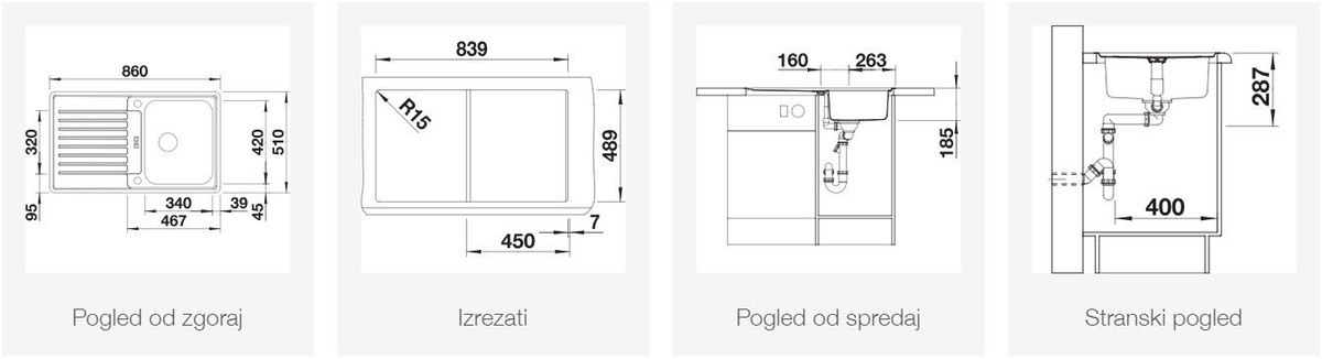 BLANCO CLASSIC Pro 45 S-IF, obračljiv, svilnat lesk 523661