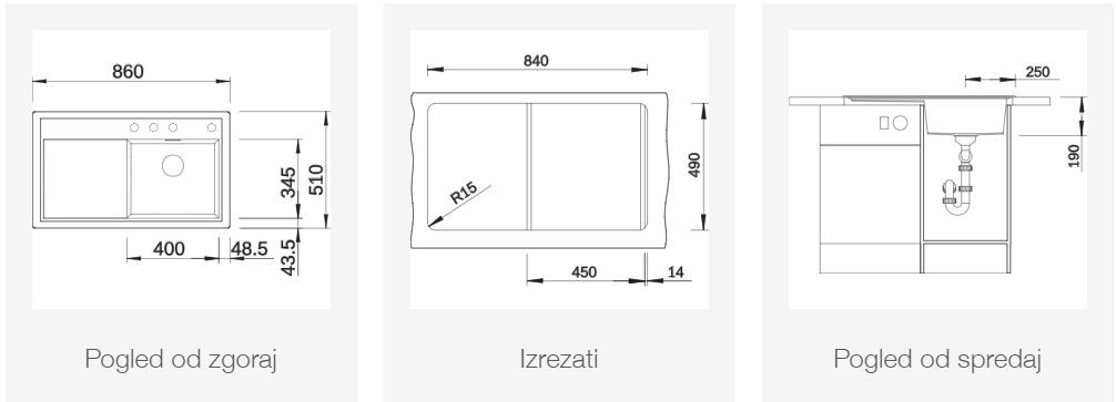 BLANCO ZENAR 45 S, levi, skalnato siva 523851