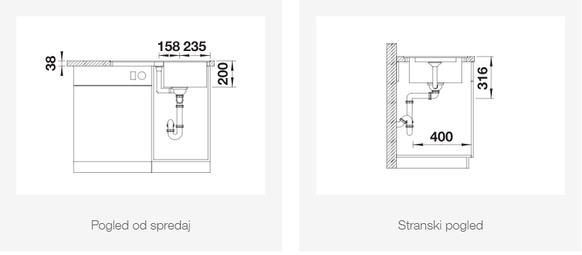 BLANCO ADIRA 45 S-F, obračljiv, bela  527597