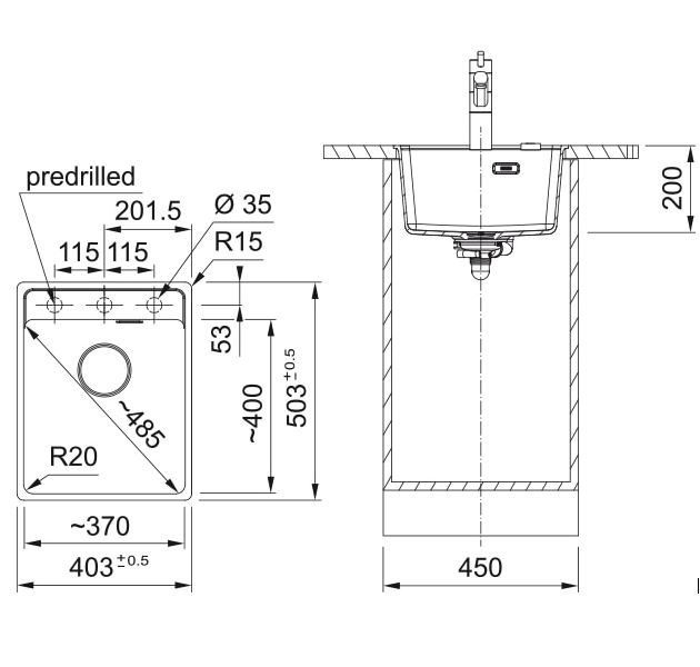 FRANKE MRG 110-37 TL, mat črna + črni pokrov 125.0683.238