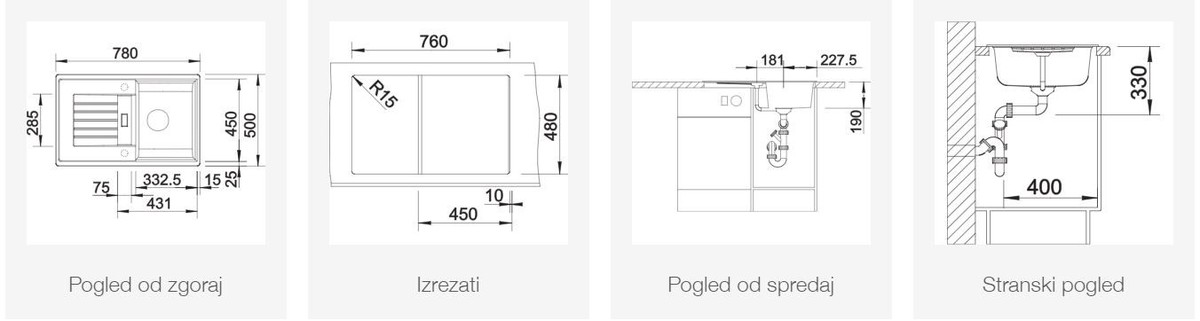 BLANCO ZIA 45 S, obračljiv, vulkansko siva 527382