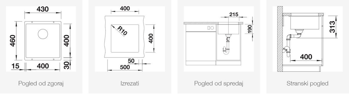 BLANCO SUBLINE 400-U, soft bela 527166