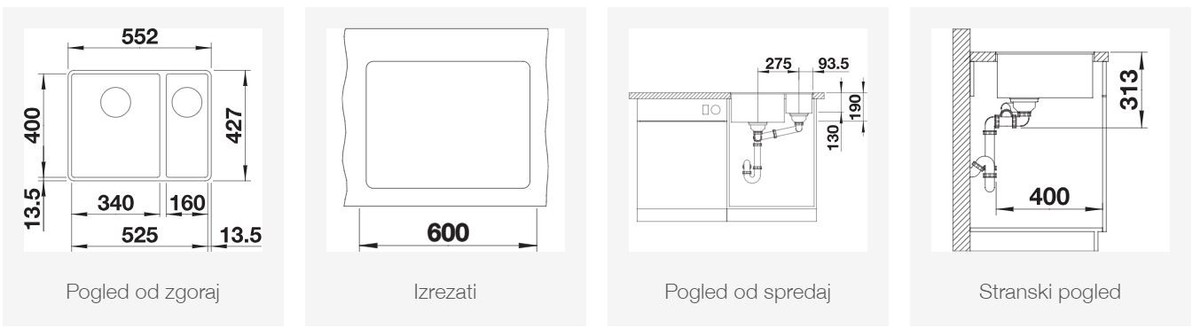 BLANCO SUBLINE 340/160-F, skalnato siva 523569