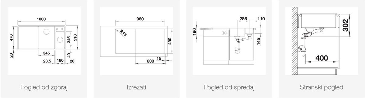 BLANCO AXIA III 6 S, levi, soft bela, steklena deska 527043