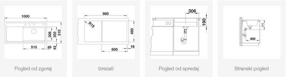 BLANCO ZENAR XL 6 S SteamerPlus, desni, tartuf 524059