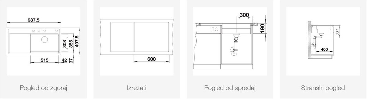 BLANCO ZENAR XL 6 S-F SteamerPlus desni, vulkansko siva 527376