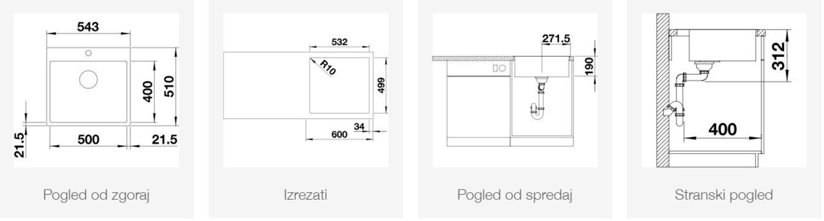 BLANCO SUBLINE 500-IF/A SteelFrame, črn PuraDur 526000