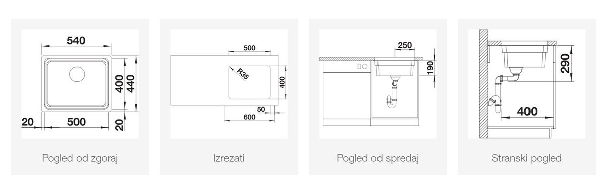 BLANCO ETAGON 500-U, vulkansko siva 527258