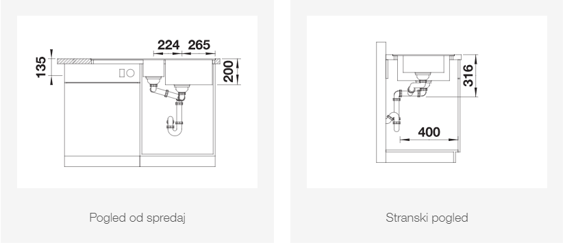 BLANCO ADIRA 6 S-F, obračljiv, vulkansko siva 527612