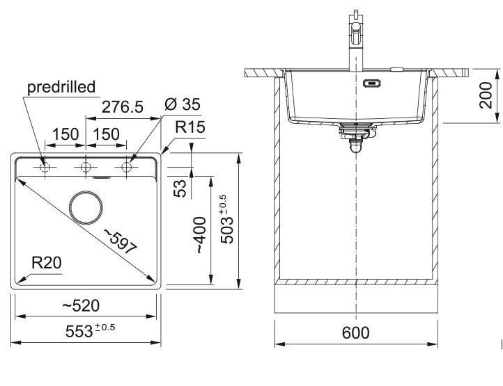 FRANKE MRG 110-52 TL, mat črna + črni pokrov 125.0683.239