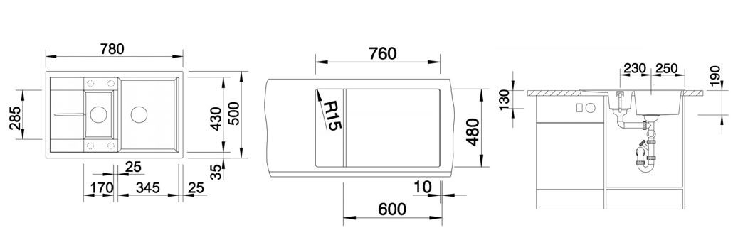 BLANCO METRA 6 S Compact, obračljiv, antracit 513473