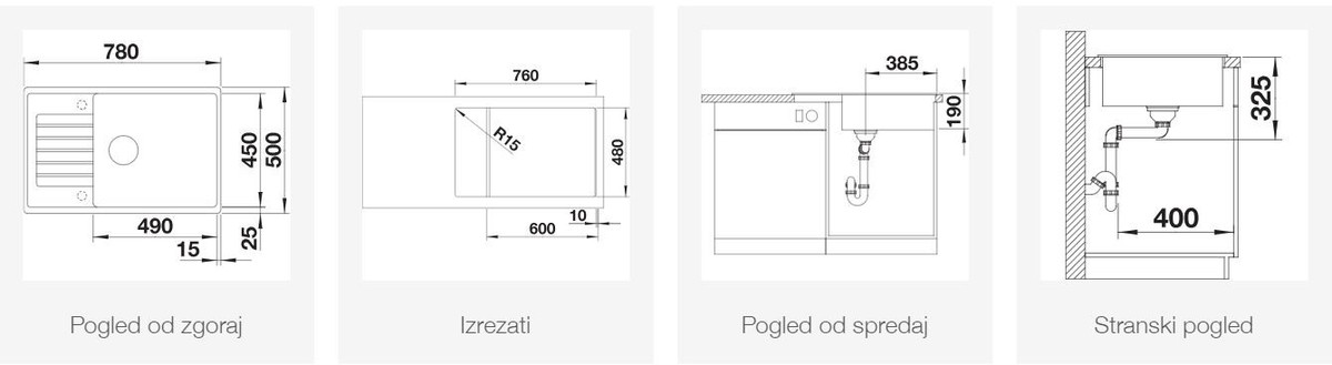 BLANCO ZIA XL 6 Compact, obračljiv, antracit  523263