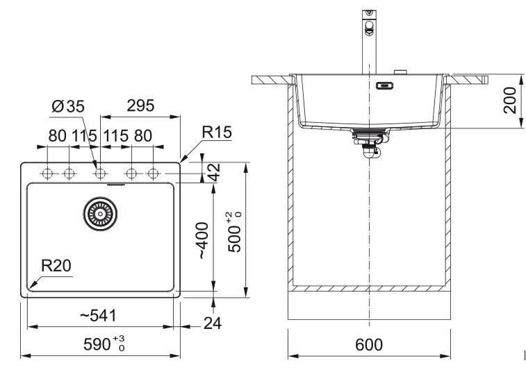 FRANKE MRG 610-54A, mat črna 114.0658.496