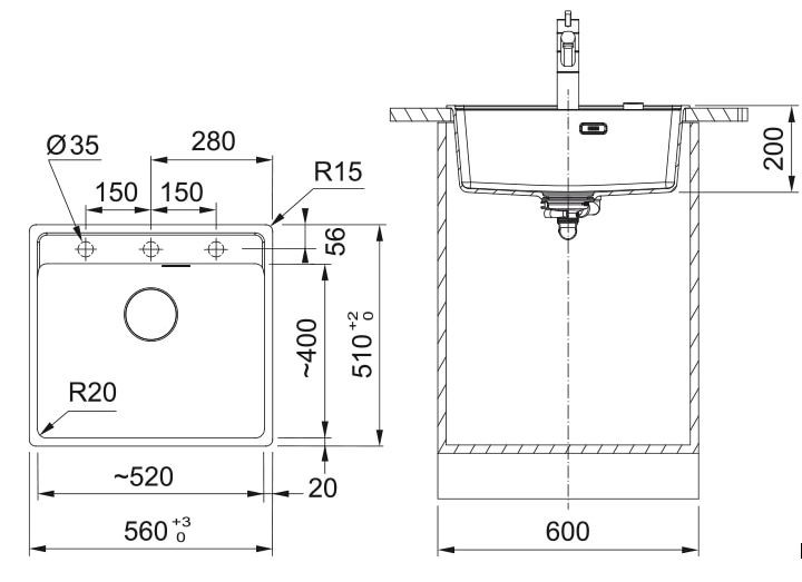 FRANKE MRG 610-52A, mat črna 114.0658.299