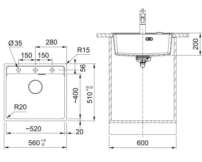 FRANKE MRG 610-52A, mat črna 114.0658.586