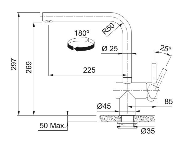 FRANKE Atlas Neo Sensor, fiksna, nerjaveče jeklo 115.0625.489