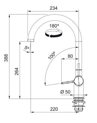 FRANKE Active J, fiksna, krom 115.0653.395