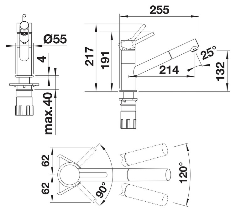 BLANCO KANO-S, ND, črna mat 52 7653