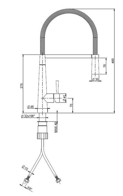 APELL APL9015DCCR, crom (izvlečna prha)