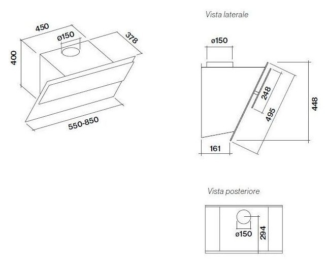 FALMEC VERSO STENSKA 55, GREY 800 M3/H