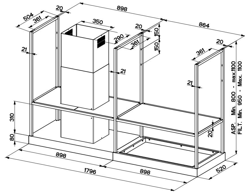 FABER T-SHELF EV8 BK MATT A180