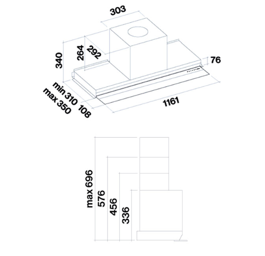 FALMEC Virgola No-Drop Touch  Comfort - Built-in 75 BLACK