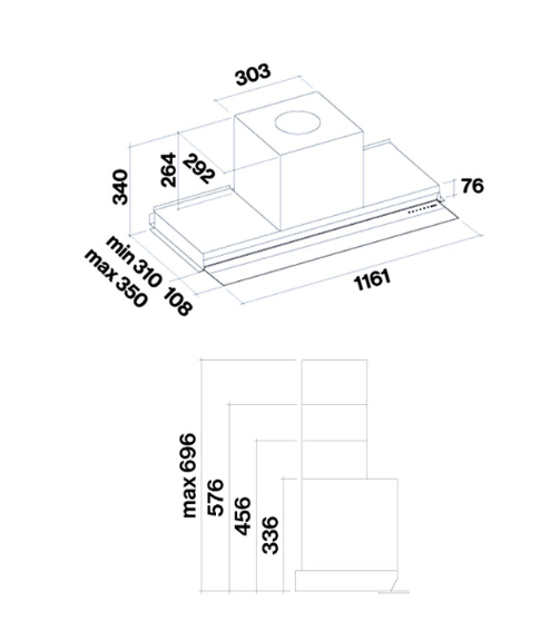 FALMEC Virgola No-Drop Touch Comfort - Built-in 75 - INOX