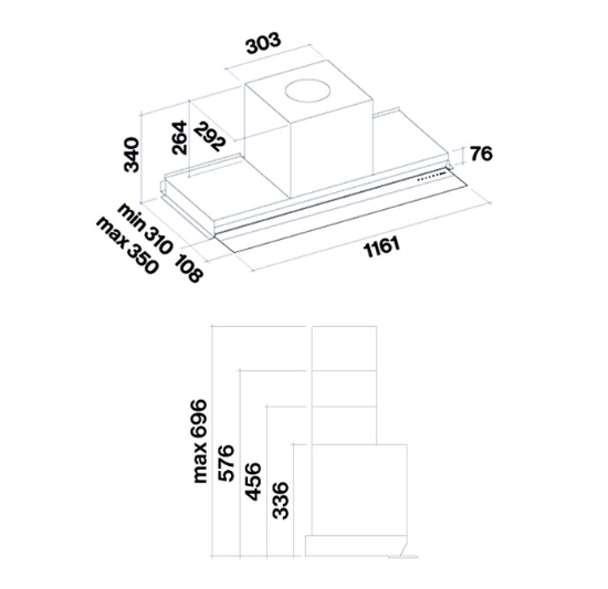 FALMEC Virgola No-Drop Touch Comfort - Built-in - 90 BLACK