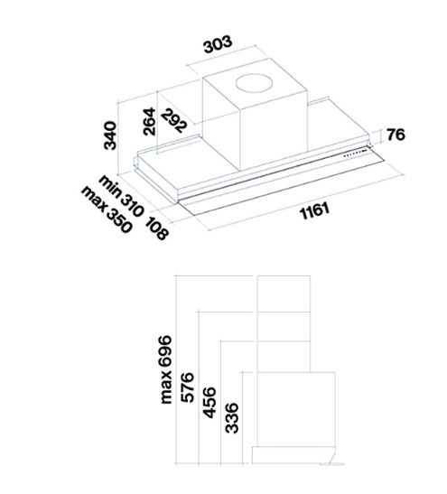 FALMEC Virgola No-Drop Touch Comfort - Built-in 90 - INOX