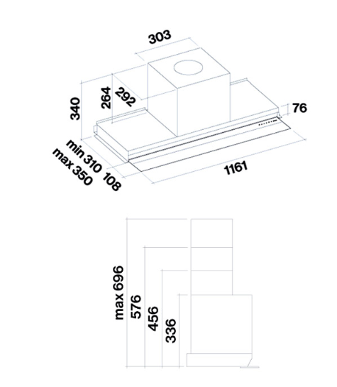 FALMEC Virgola No-Drop Touch Comfort - Built-in - 120 BLACK