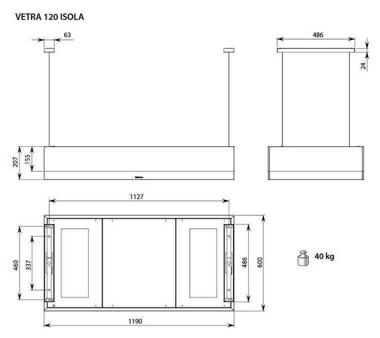 FALMEC VETRA 120 STAINLESS STEEL 600 m3/h